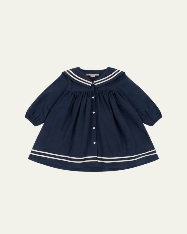 Girl's Sailor Organic Cotton Dress, Size 12M-10
